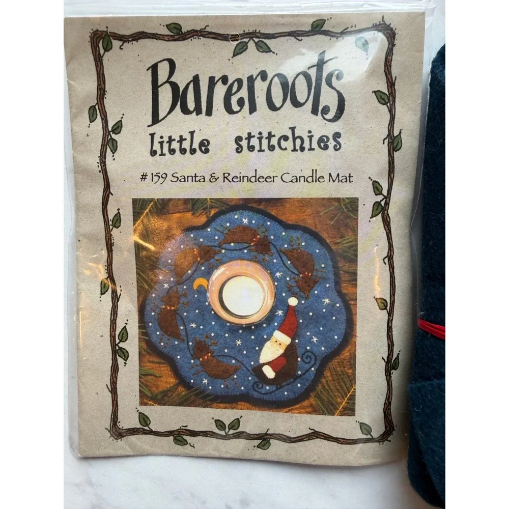 Bareroots Little Stitchies Felted Wool Kit Santa Reindeer Candle Mat Christmas